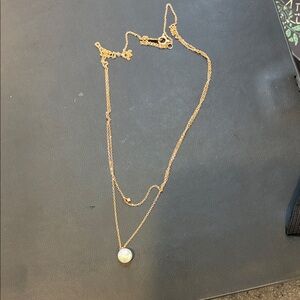 Gold Necklace with Pearl and tiny diamond